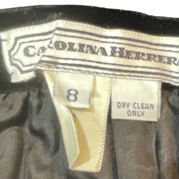 Carolina Herrera Black Velour Pants Size 8 Hook Closure Wide Leg Gathered Waist - Picture 4 of 4